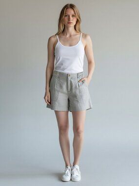 Lauren Ralph Lauren 100% Linen Shorts Natural Khaki Color Size 6